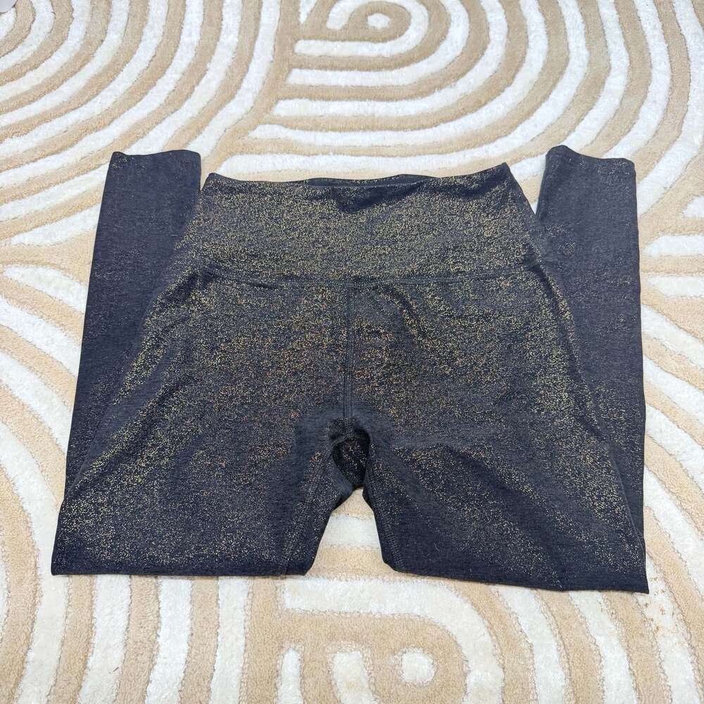 Beyond Yoga Softshine High Waisted Leggings Size L black with gold spacedye